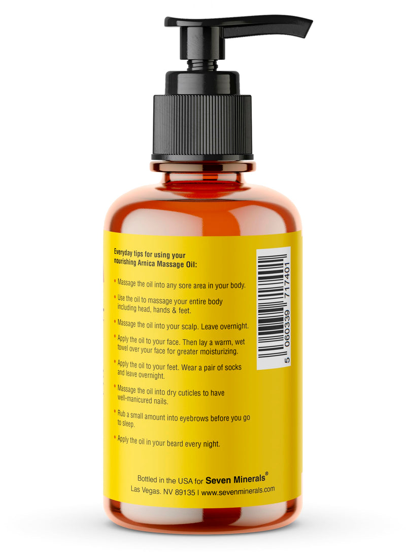 [Australia] - Seven Minerals Arnica Sore Muscle Massage Oil for Massage Therapy - 4 oz - Ideal for Professional or at-Home Body Massage. 4 Fl Oz (Pack of 1) 