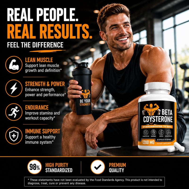 Beta Ecdysterone Supplement 1200mg Per Serving, 98% Standardized Cyanotis Arachnoidea Extract, Gym Supplements for Men, 60 Capsules