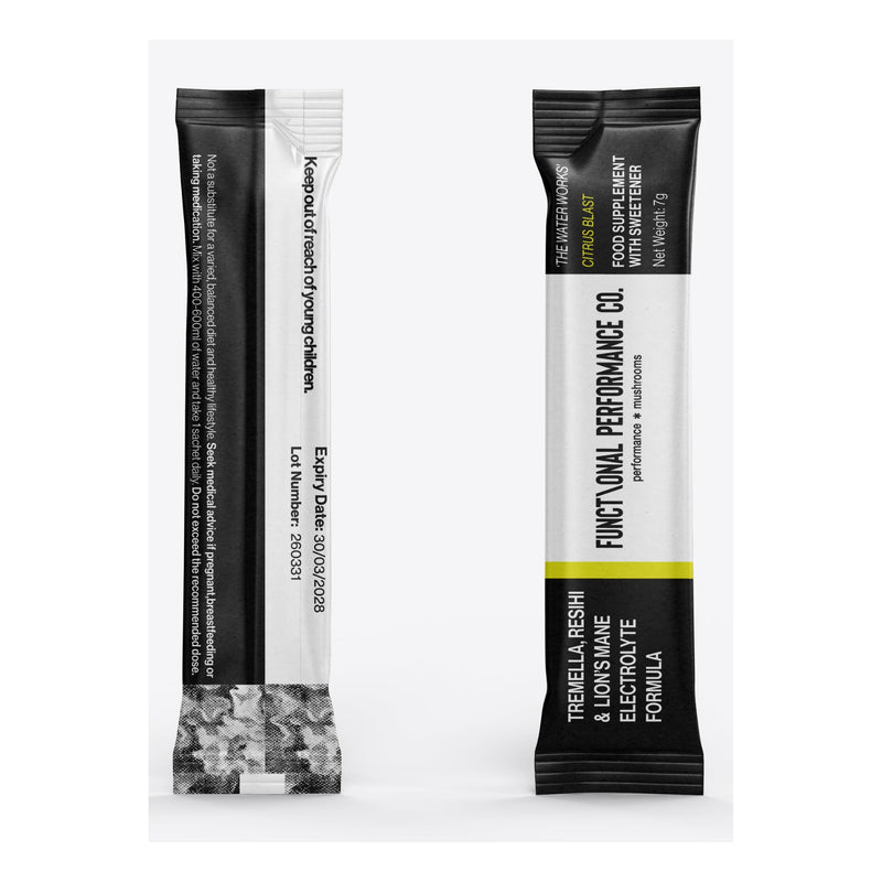 Electrolyte Powder with Lion’s Mane, Reishi & Tremella | 800mg Sodium + 200mg Potassium + 30mg Magnesium | Hydration, Focus & Recovery | 25 Sachets | Sugar Free Citrus Blast