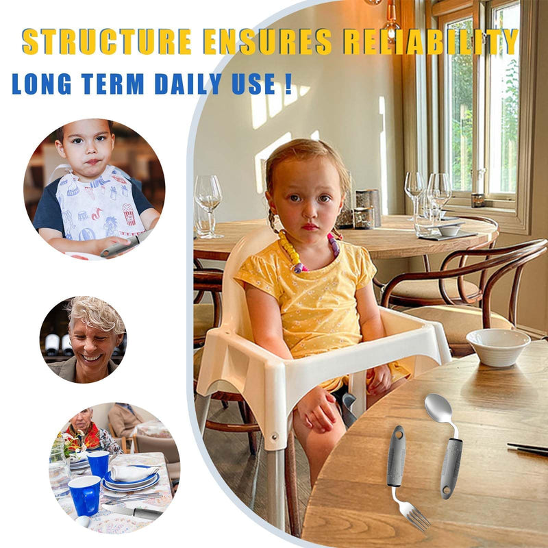 4 PCS Knife Fork Spoon Set Bendable Cutlery for Arthritic Hands Elderly Aids for Daily Living Extra Wide Handles Easy Grip Cutlery Set Aids Arthritic Hands