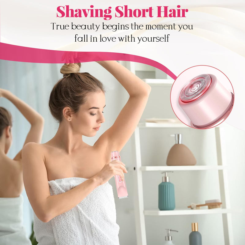 [Australia] - 2025 New 2-in-1 Bikini Trimmer for Women, Dermave Bikini Shaver, Dual Head Shaver for Woman, Waterproof Wet/Dry Use, Painless Hair Removal for Face, Body & Intimate Areas (Pink) Pink 