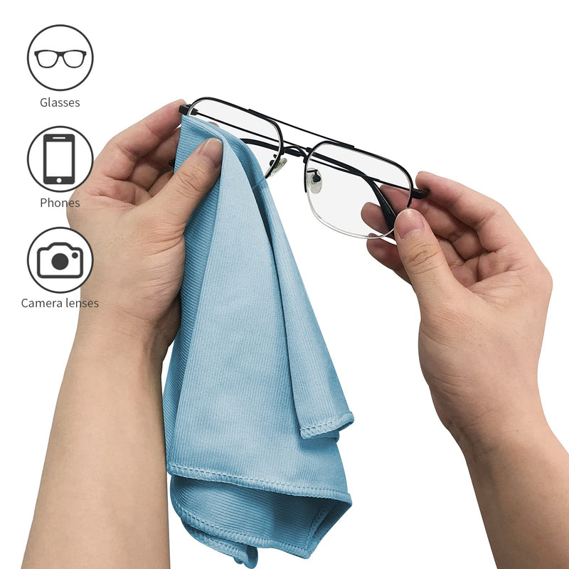 [Australia] - 6 Pack Microfiber Glass Cleaning Cloth, 16 Inch X 16 Inch, Lint Free Quickly Clean Window, Glasses, Windshields, Mirrors, and Stainless Steel, Blue 