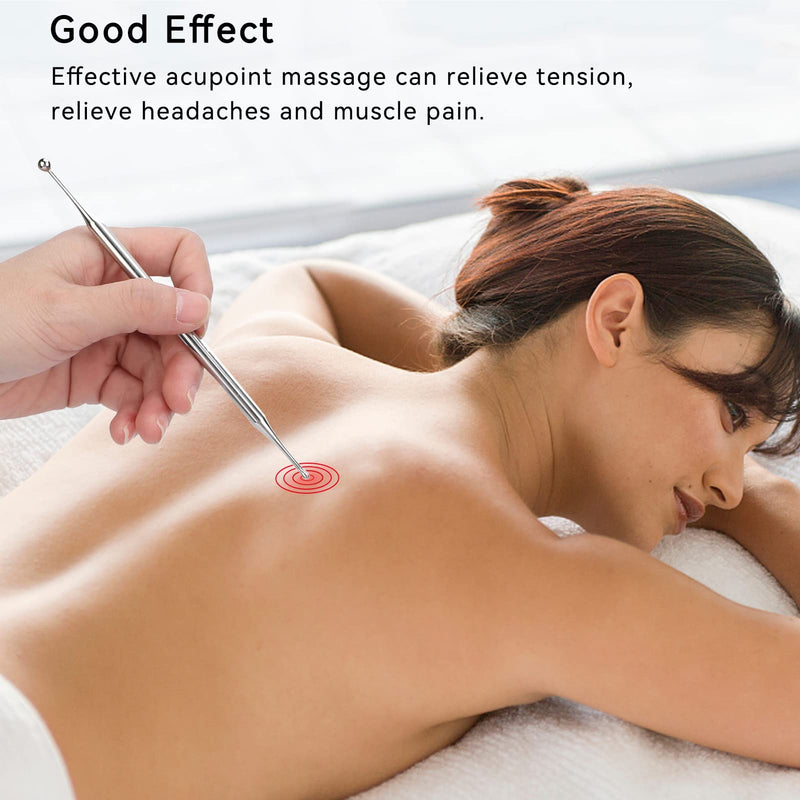 [Australia] - Agatige Dual Head Facial Reflexology Tools, Stainless Steel Face Acupressure Pen Portable Ear Acupuncture Body Point Probe Massage Tool for Deep Tissue(15cm) 15cm 