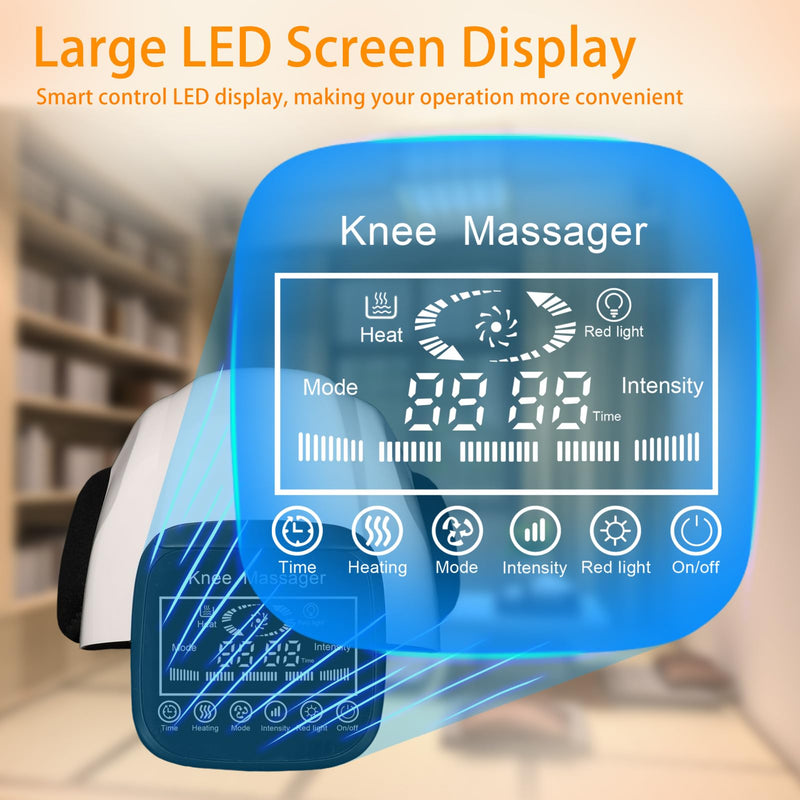 [Australia] - Knee Massager, Cordless Massager with Heat and Compression LED Screen Wearable Infrared Vibration Rechargeable Electronic Massage for Joint Pain Injury Swelling Stiffness, 1.0 Count 