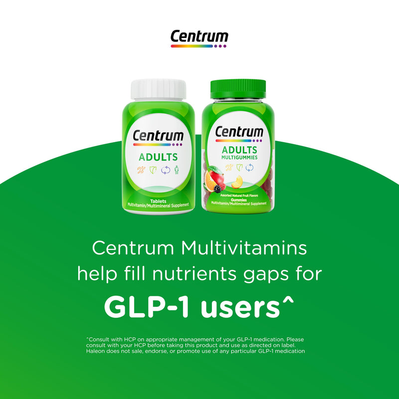 Centrum MultiGummies for Adults, Assorted Fruit Flavors, 180 Count | Contains B Vitamins, Vitamin C, Vitamin E and Antioxidants, Supports Healthy Immune Response, GLP-1 Support New 180 Count (Pack of 1)