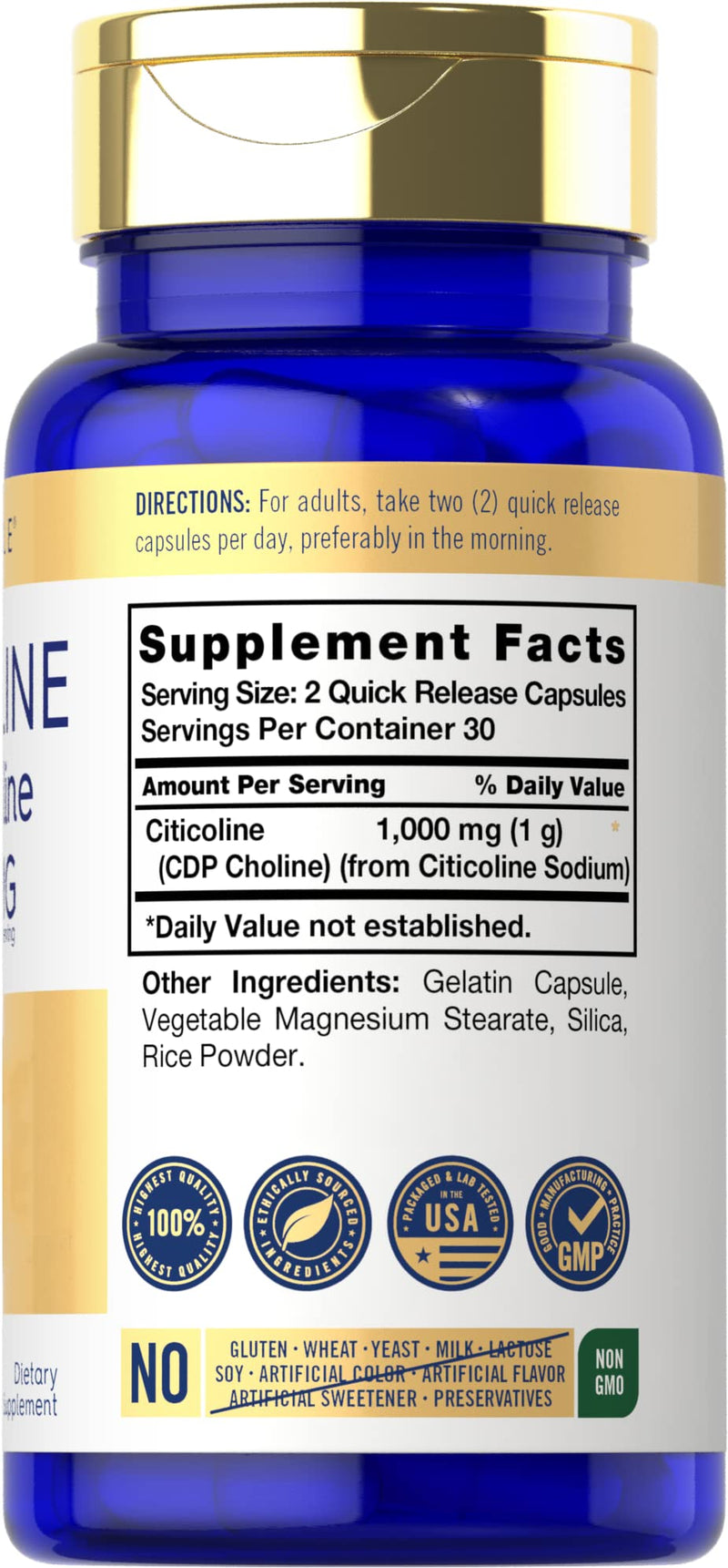 [Australia] - Carlyle Citicoline CDP Choline 1000mg | 60 Capsules | Extra Strength Formula | Non-GMO, Gluten Free Supplement 