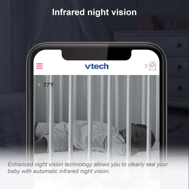 [Australia] - VTech RM9751 Yellow Daisy Smart Wi-Fi Baby Camera, iOS & Android Enabled, 1080p Full HD, Privacy Mode Cover, Night Light, Soothing Sounds & Lullabies, Two-way Intercom,Temperature Sensor, Night Vision 