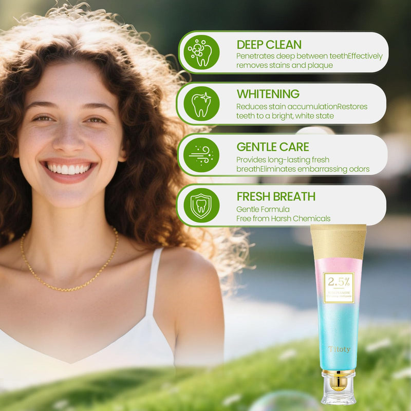 2pcs Niacinamide Whitening Toothpaste, 2.5% Niacinamide Intensive Whitening Toothpaste with Natural Gentle Care Deep Stain Removal Clean Mint Flavor, Improves Gum Health, Fresh Breath (2)