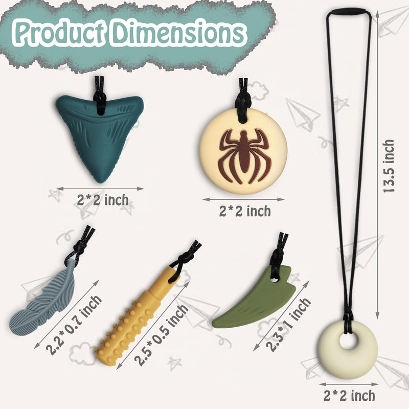 [Australia] - Chew Necklaces for Sensory Kids 6 Pack, Chewy Necklace Sensory Toys for Kids with Autism, ADHD, SPD, Silicone Boys Girls Chew Toys Teething Necklace Reduce Chewing Fidgeting 