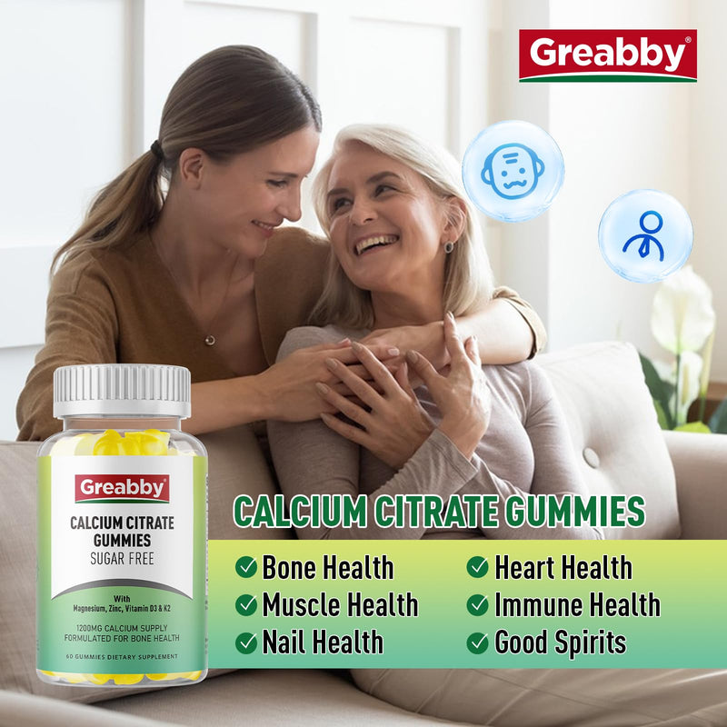 Potassium Gummies & Calcium Citrate Gummies, Sugar-Free, Potassium Chloride 500 mg, Calcium Citrate 1200 mg, Bone & Muscle Health