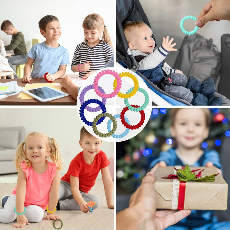 [Australia] - Sensory Chew Bracelets for Boys and Girls, 8 Pack Stretchy Coil Bracelet Fidget Toys for Kids with Autism ADHD SPD or Special Needs, Oral Motor Aids Jewelry Reduce Teething Biting and Anxiety 