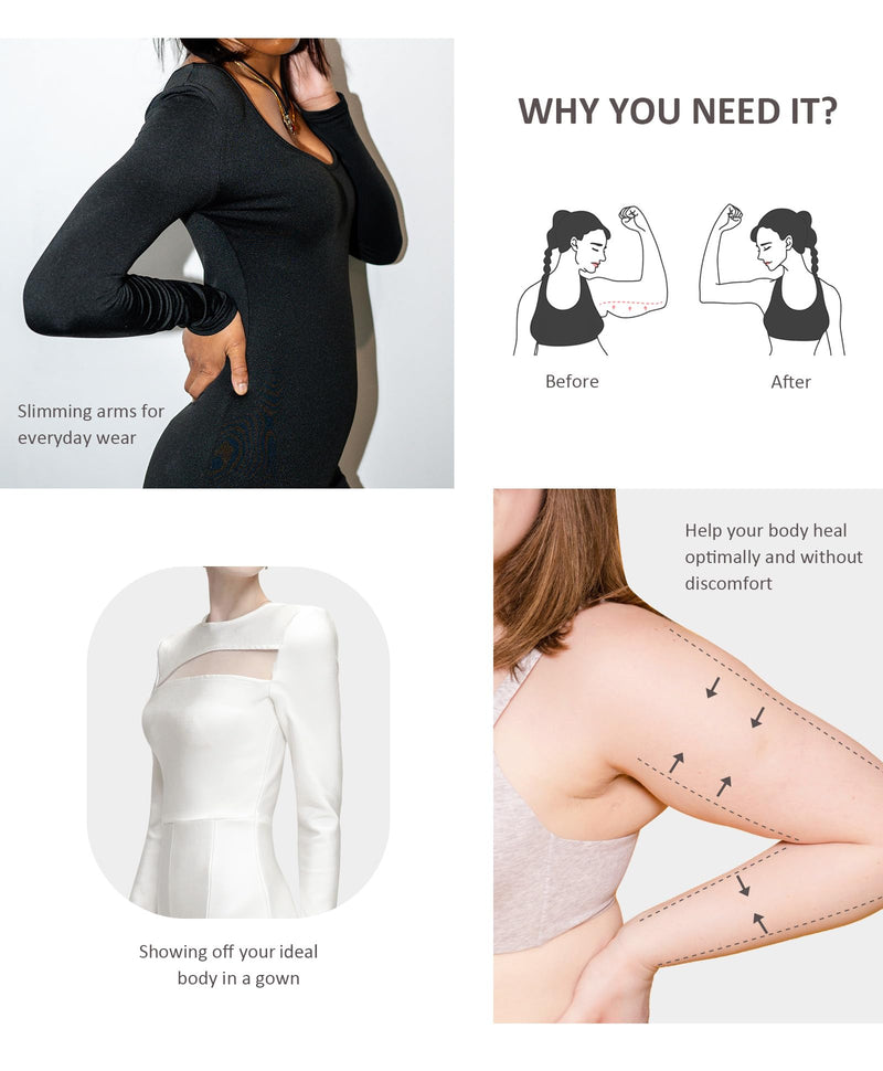 [Australia] - FeelinGirl Upper Arm Shaper for Women Faja Post Surgery Slimming Compression Sleeves Arm Lipo Compression Garments Medium Black 