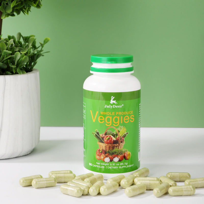 JulyDeer Veggies Supplement Balance of Natural – 90 Total Vegetarian Caps | 18 Whole Veggie Blend | Fresh Superfood Formula with Vitamins and Minerals for Daily Energy Replenishment, Boosting Vitality