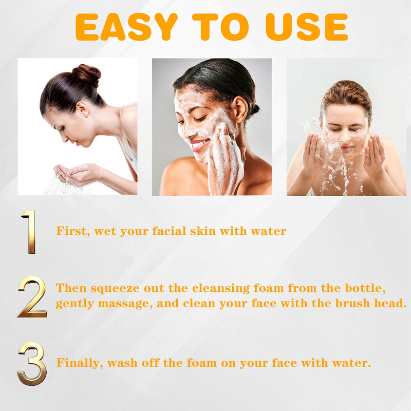 2PCS Turmeric Lemon Face Wash with Brush, Vitamin C Foaming Face Cleanser | Turmeric Soap Lemon Soap Deep Clean with Coconut Oil, Foaming Facial Cleanser for All Skin, 150g/5.07 FL Oz x2