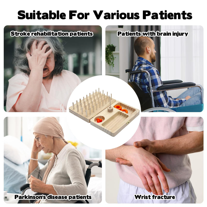 [Australia] - Wooden Pegboard Hand Therapy Tool, 36-Hole Finger Exercise Board with Pegs for Adults, Occupational Therapy & Rehabilitation to Improve Fine Motor Skills 