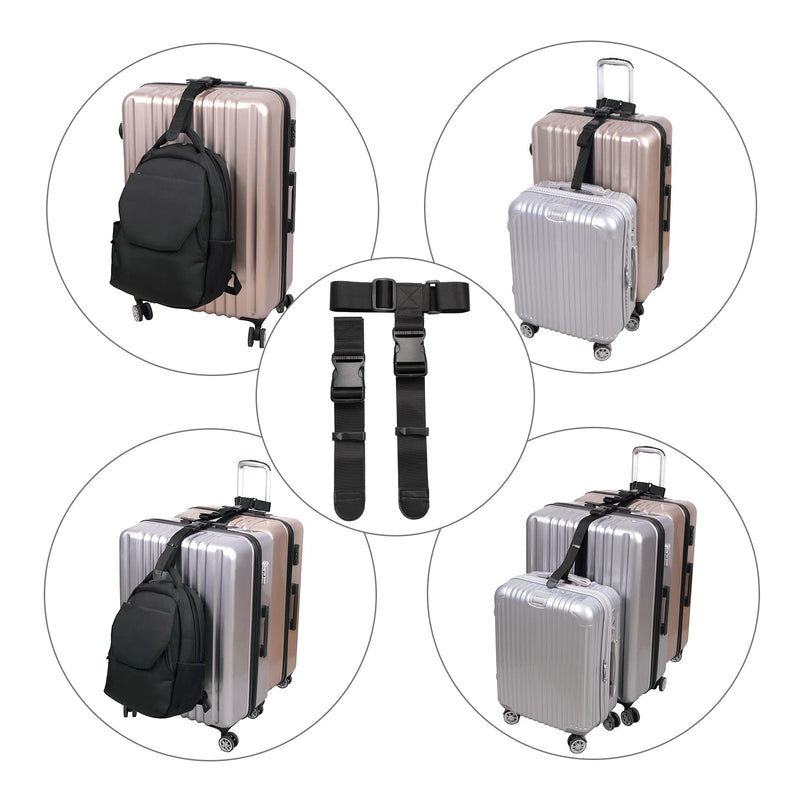Luggage Connector Straps, J Hook for Add a Bag Luggage, Multi Adjustment Bag Strap Hook with Hands Free