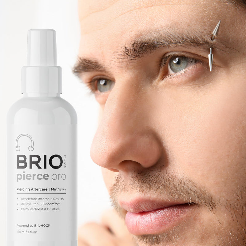 [Australia] - BRIOTECH Pierce Pro Piercing Aftercare Spray, Gentle Hypochlorous Acid Spray, Calm Redness & Itch, Reduce Bumps & Crust, Zero-Contact, No Rinse, No Residue HOCl Spray, 3.4 fl oz 