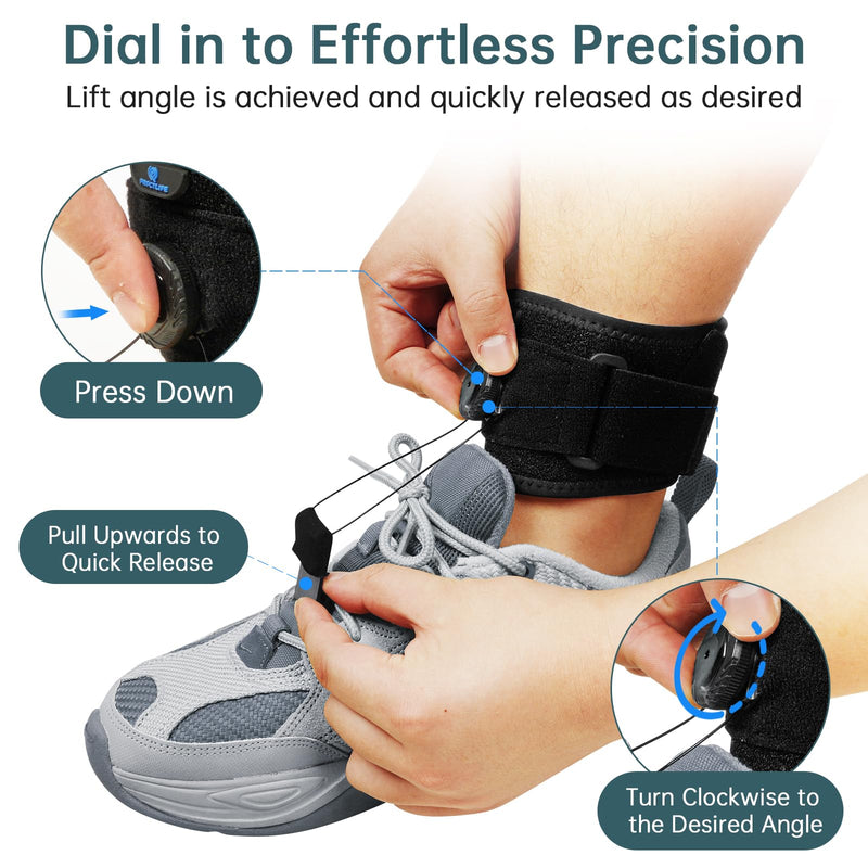 Drop Foot Brace with Reel-Adjust Dorsiflexion Assist, AFO Foot Drop Brace for Walking with Shoes, Ankle Support for Supination,Plantar Fasciitis,Peroneal Achilles Tendonitis,Stroke,Men/Women