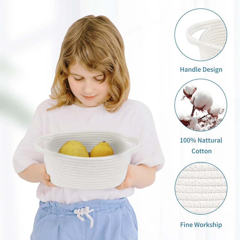 [Australia] - ABenkle Small Storage Basket, Mini Baby Basket, Cute Tiny Cotton Rope Woven Easter Basket,Shelf Basket, Boho Decorative Toy Dog Cat Basket for Nursery, Kids Room, Spa, Empty Gift Basket - XS, White 