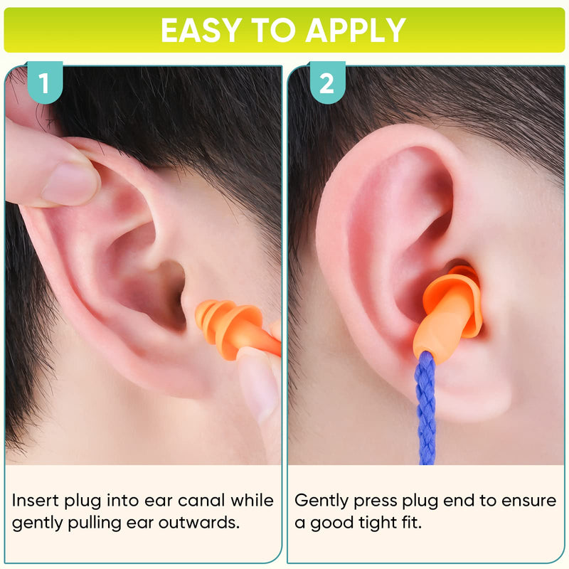 [Australia] - TICONN 100 Pairs Reusable Silicone Ear Plugs for Sleeping Noise Cancelling, 25dB NRR Corded Earplugs for Study Concentration Travel (100 Pairs) 
