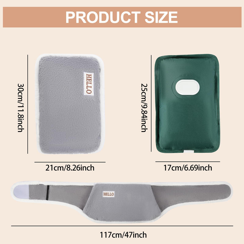 [Australia] - hYwecy Rechargeable Electric Hot Water Bottle with Soft Touch Belt and Warm Glove Bag, Hot Water Bag for Neck, Waist, Cramps, Shoulders Pain Relief(Grey) pessimistic 