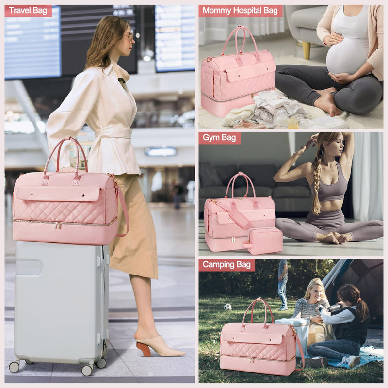 Toiletry Bag with Jewelry Organizer Compartment + Large Weekender Bag for Women with Shoe Compartment