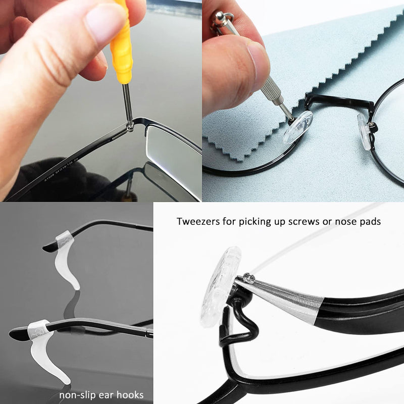 [Australia] - Eyeglass Nose Pads, GOTOBA 22 Pairs Screw-in Eyeglasses Nose Pads, Upgraded Glasses Nose Pad Replacement Kit with Eyeglass Screwdriver, Tweezers, Glasses Cloth, Small Screws. 