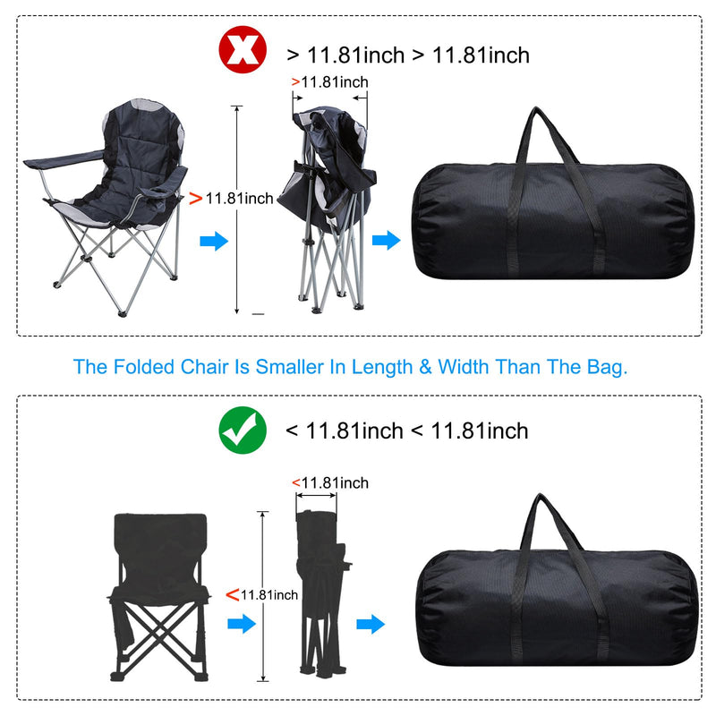 PATIKIL Folding Camping Chair Replacement Bag 47.2" x 11.8", Portable Camping Storage Tent Bag with Handle Strap for Outdoor Camping Hiking Travel, Black 47.2" x 11.8"