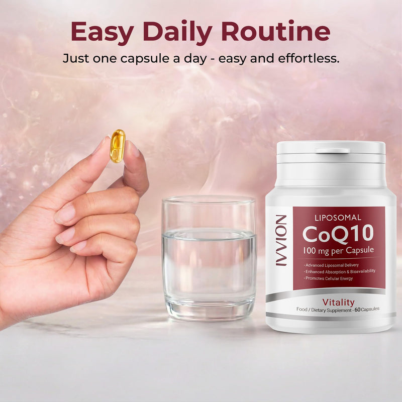 Liposomal CoQ10 100mg – Advanced Liposomal Delivery for Enhanced Absorption, Supports Cellular Energy & Heart Health, Vegan Non-GMO Coenzyme Q10, 60 Capsules (1 Per Day)