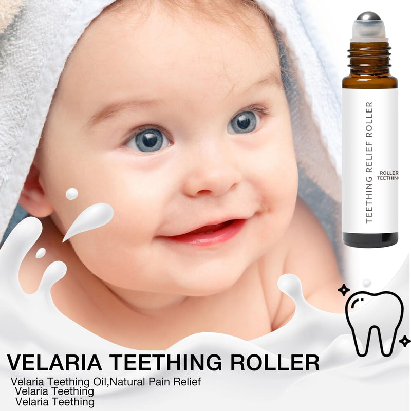 [Australia] - 3Pcs Velaria Teething Roller, Teething Roller All Natural for Babies, Baby Teething Oil Roller, Natural Relief with Chamomile & Rose Oil 