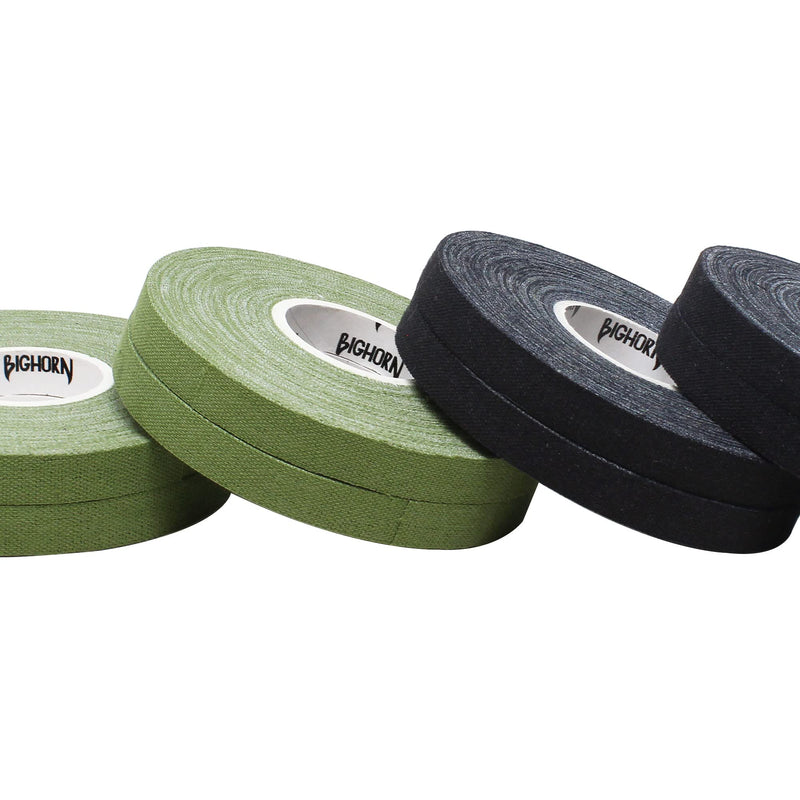 Bighorn Athletics Military Green & Black Finger Tape with Black Tin Canister | 0.3-in x 45-Ft, 8-Rolls | All-Purpose Protection & Support Tape for Jiu Jitsu, Climbing, Golf, Volleyball & More