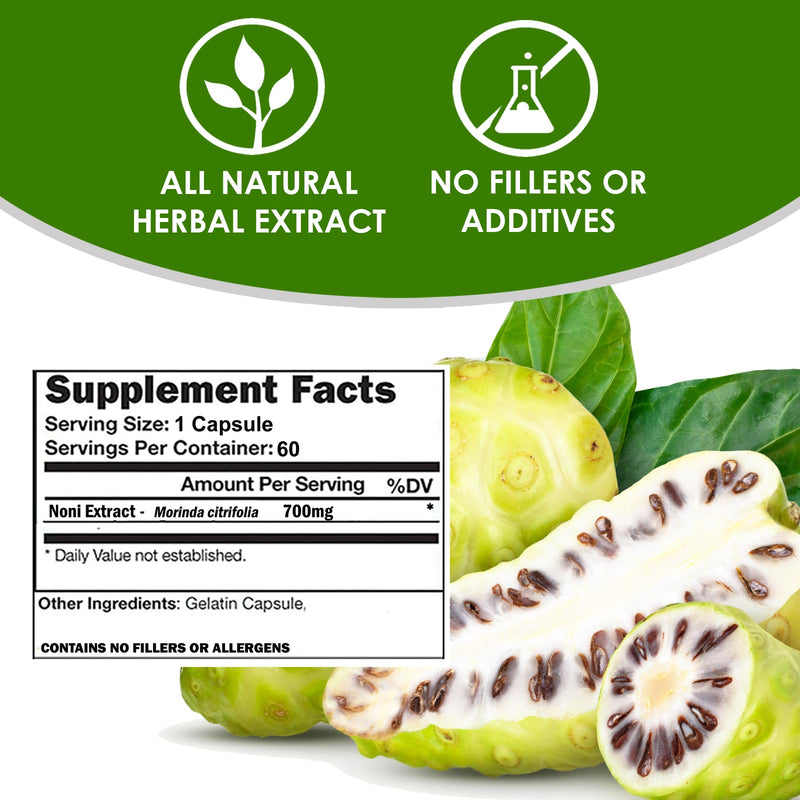 [Australia] - VH Nutrition NONI Capsules | 700mg Morinda citrifolia Extract Pills | Natural Antioxidant Supplement for Immune Health and Overall Well-Being | Supports Energy and Vitality | 60 Capsules 