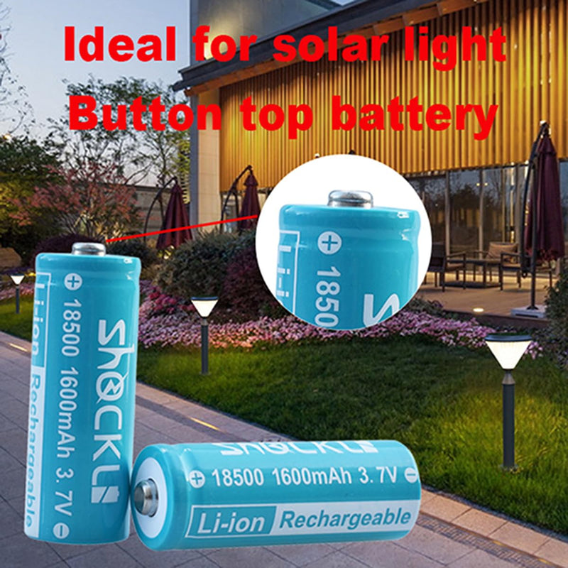 [Australia] - 18500 3.7V Rechargeable Batteries, Shockli 18500 3.7V Li-ion 1600mAh Rechargeable Battery with Button top- (4 Pack) 4-Pack 