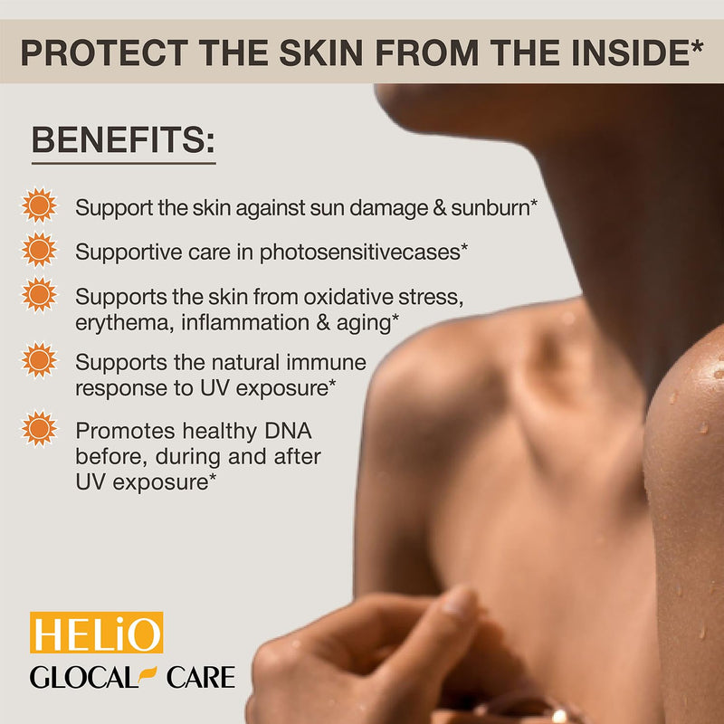 [Australia] - GlocalCare Helio Supports Skin Against UV Rays & Promotes Healing from Sun Damage - Polypodium Leucotomos Extract, Nutroxsun, Astaxanthin 