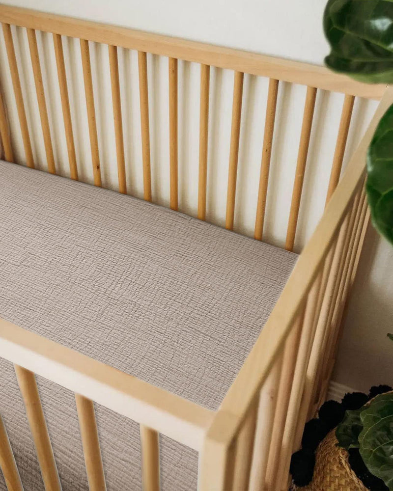 [Australia] - Crib Sheets for Boys Girl, Fitted Baby Toddler Bed Sheets 28" x 52", Neutral Muslin Cotton Crib Mattress Sheet with Boho Style, Soft and Breathable Comfort (Beige) Beige Crib Sheet 