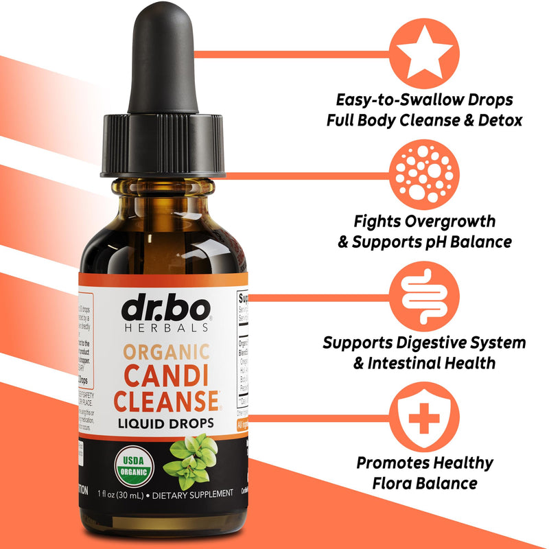[Australia] - Candi Cleanse Support Supplement Drops - Organic Oregano Oil Drops Liquid & Black Walnut Wormwood - Extra Strength Overgrowth Balance Complex, Natural Oral Gut Cleanser Detox Health Supplements 1 oz 