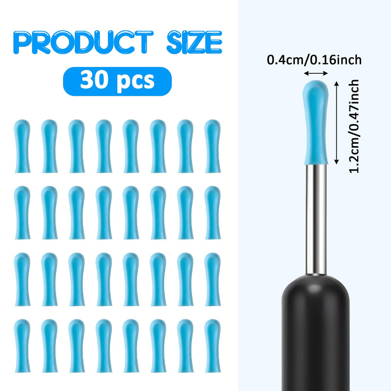 [Australia] - Pack of 30 Replacement Tips for Earwax Removal Replacement Tips Ear Camera Silicone Ear Cleaner Head Ear Spoon Accessories Silicone Ear Spoon Replacement Heads for Ear Wax Removal Otoscope Universal 1.2 × 0.35 cm 