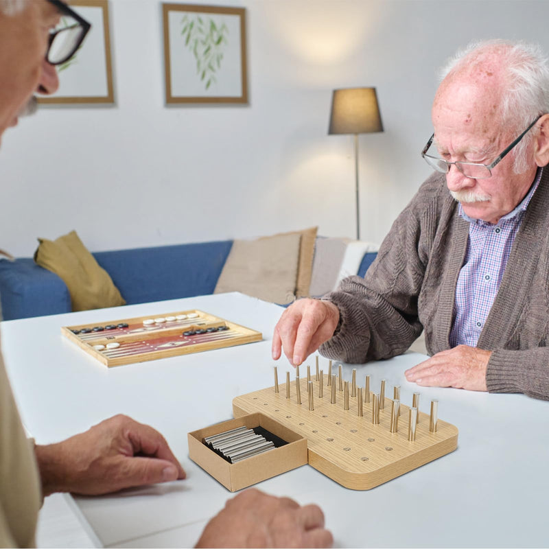 [Australia] - 36-Hole Wooden Pegboard for Occupational Therapy, Hand Therapy Peg Board with 3 Sizes of Round Iron Pegs to Improve Finger Dexterity, Fine Motor Coordination & Sensory Rehabilitation 