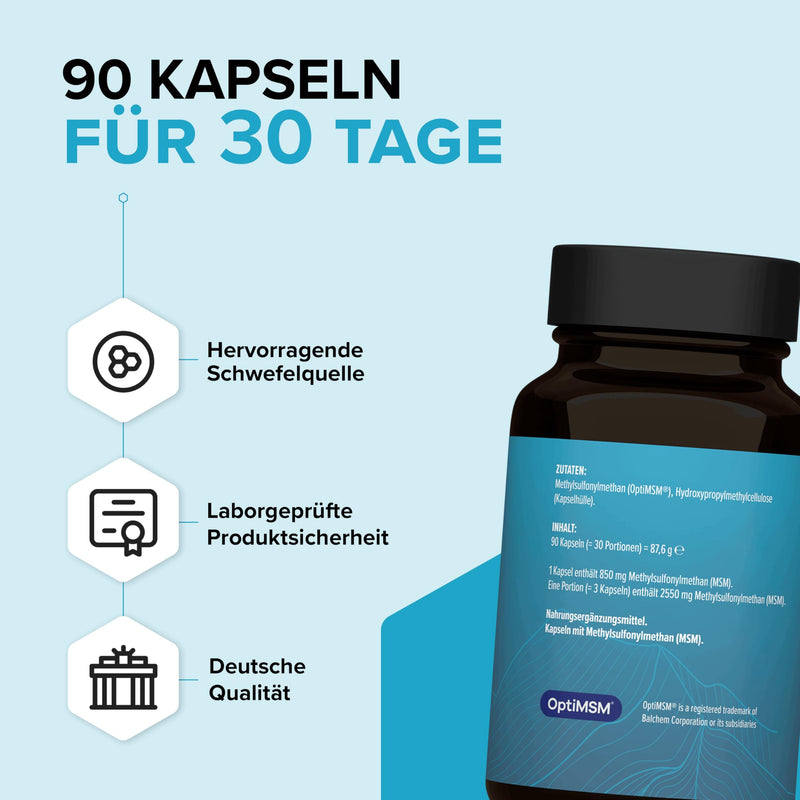 [Australia] - edubily nutrition® OptiMSM® MSM capsules - 2550 mg per daily serving - 99.9% pure methylsulfonylmethane without additives - high dose - vegan 