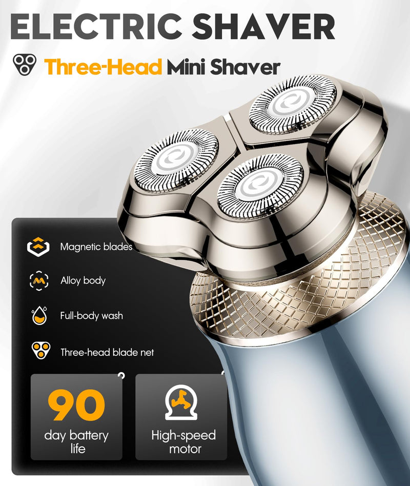 [Australia] - Electric Razor for Men, 3D Floating Blade Shaver with 9000 RPM High Speed, IPX7 Waterproof, 60-Day Battery Life, Compact Portable Wet/Dry Electric Shaver 