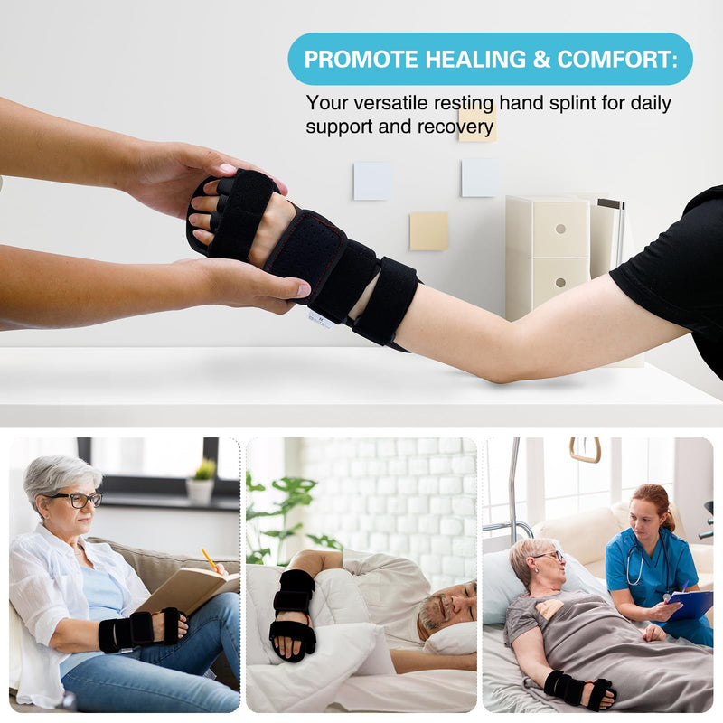 [Australia] - Stroke Resting Hand Splint & Wrist Brace Support Bundle - Prevent Flexion Contractures, Night Immobilizer Wrist Finger Brace with Finger Separator for Stroke Recovery, Arthritis, Tendinitis Right Large 