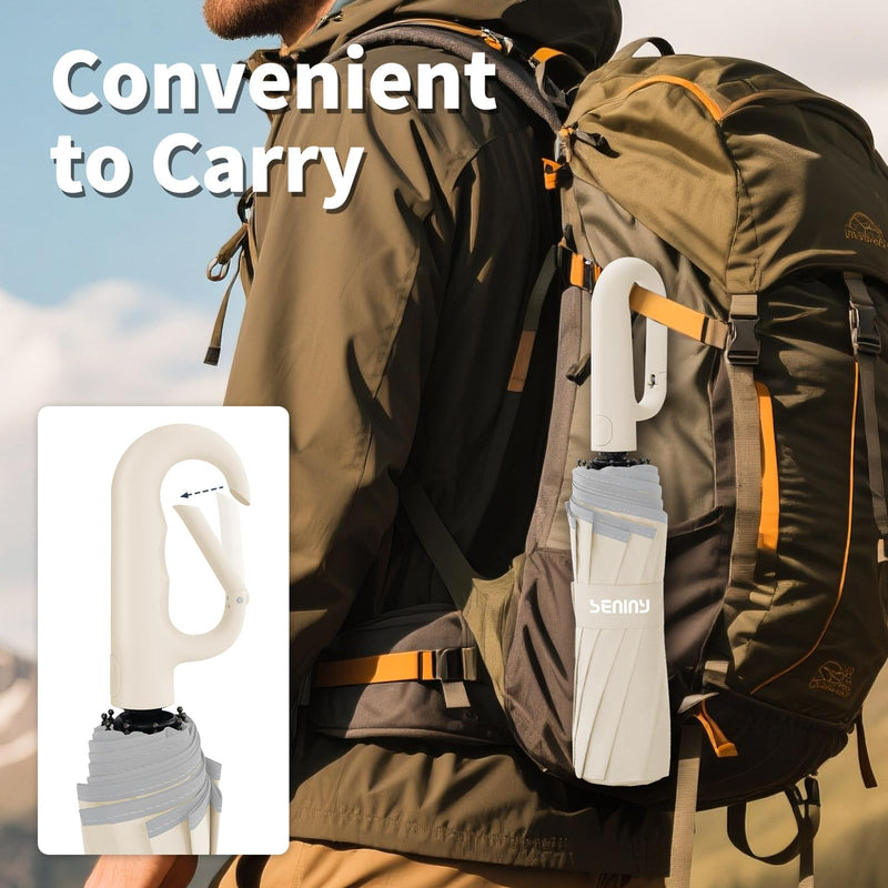 Seniny Umbrella with Carabiner Handle & Automatic Umbrella for Rain