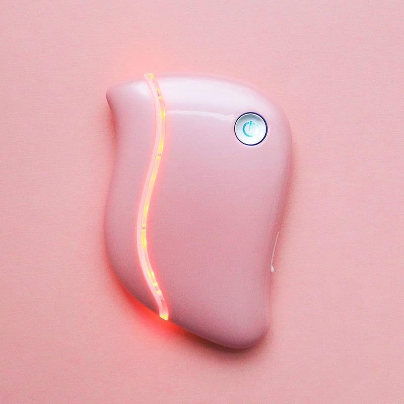 Mei Apothecary Triple Threat LED Gua Sha Tool Natural, Non-Toxic Skincare | LED Light, Heat & Sonic Vibration for Enhanced Facial Care Pink