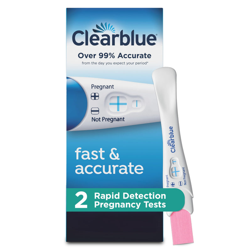 Clearblue Rapid Detection Pregnancy Test, Home Pregnancy Kit, 2 Count Rapid 2 2 Count (Pack of 1)