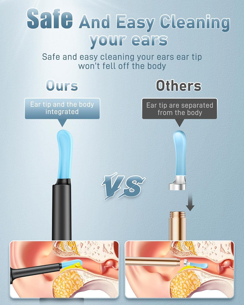 [Australia] - Ear Wax Removal Tool Camera - Ear Cleaner with Camera,1080P Otoscope, Ear Cleaning Tool with 4 Ear Spoon, Ear Camera for iPhone & Android Phones - Blue 