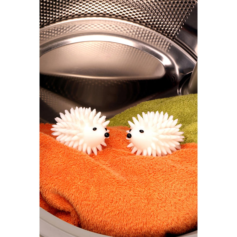 [Australia] - Kikkerland Hedgehog Laundry Dryer Balls, Reusable Laundry Softener, Reduces Clothing Wrinkles and Saves Drying Time, Plastic, White, 1 EA, Set of 2 