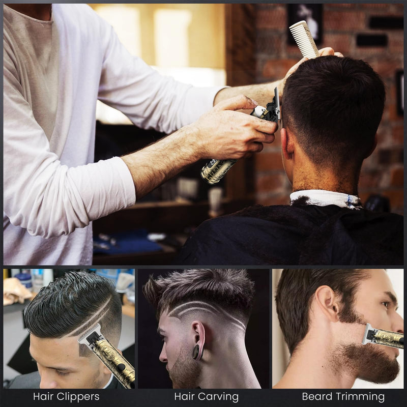 [Australia] - Hair Clippers for Men, Professional Hair Trimmer Barber Cordless Zero Gapped Hair Clippers with LCD Display, Mens Gifts Beard Trimmer T Liners Shavers Edgers Clipper for Hair Cutting - Gold 