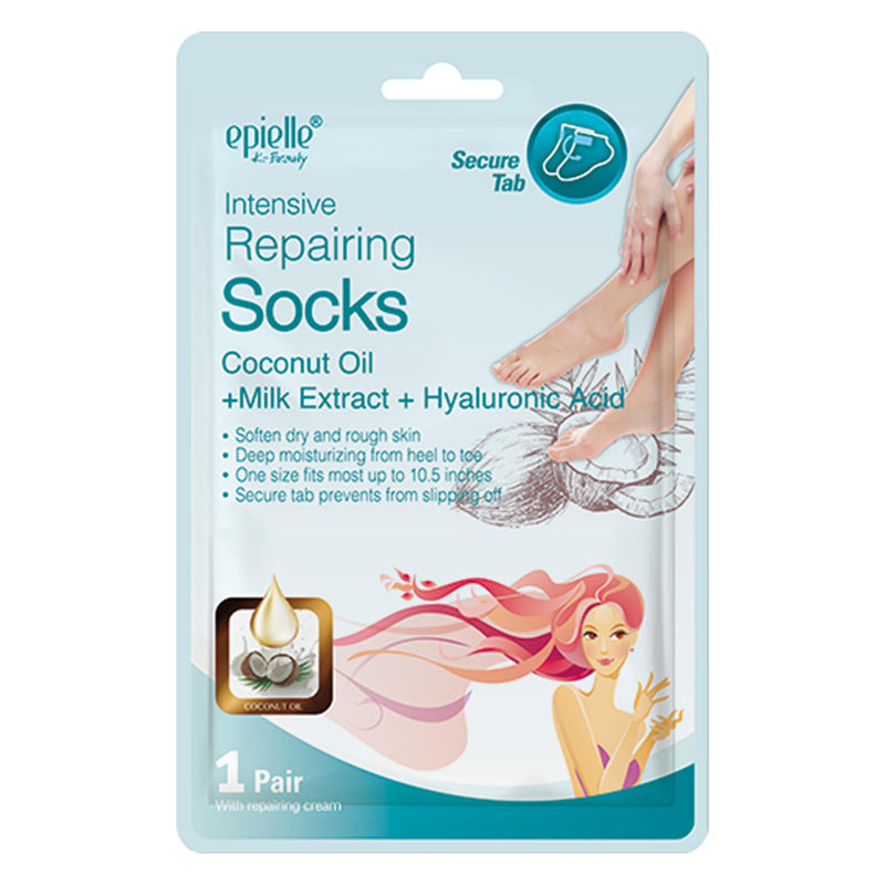 [Australia] - Epielle Intensive Repairing Hand & Foot Masks (6 Gloves & 6 Socks), Repair and Moisturize Dry Hands & Cracked Heels with Coconut Oil & Milk Extract, Korean Skin Care, Spa Self Care Gifts for Women Glove & Socks-12pk 