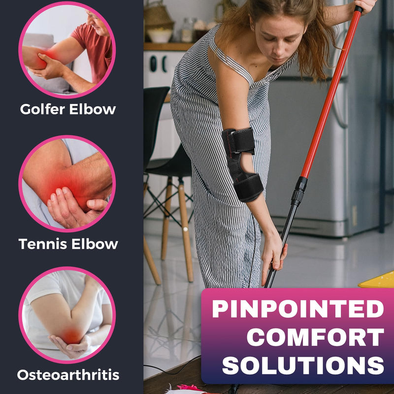 Heated Elbow Brace for Tendonitis & Tennis Elbow Relief, Flexible Arm Heating Sleeve with Moist Heat Option & Auto Shut-Off