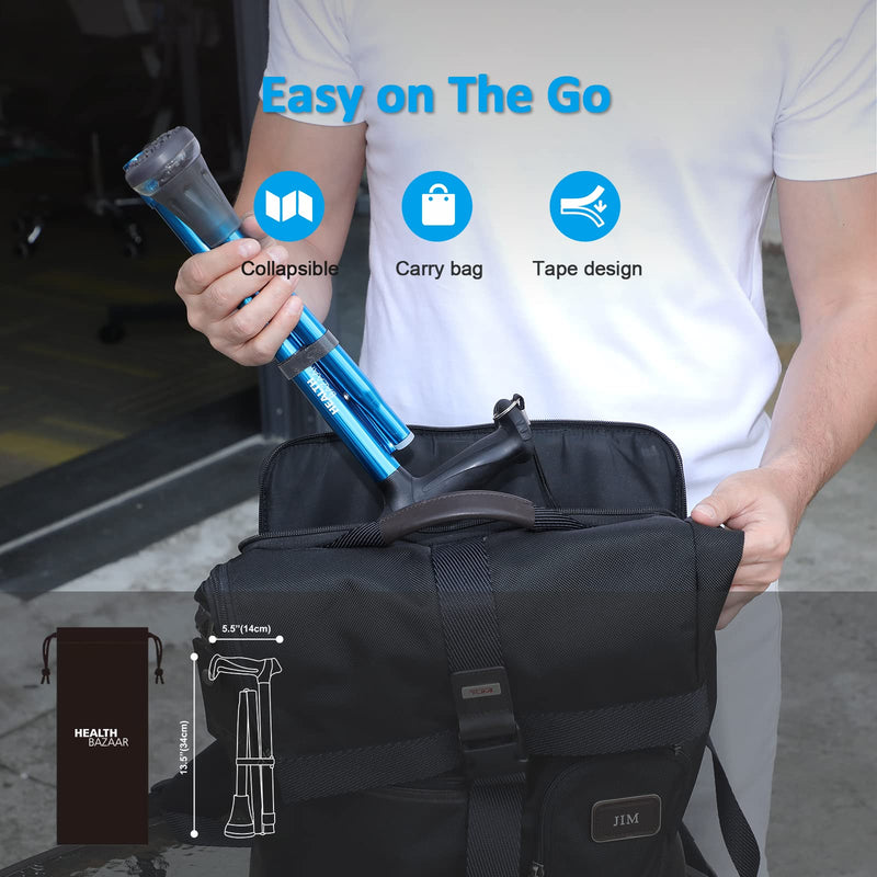 [Australia] - All Terrain Walking Cane for Men & Women, Lightweight, Foldable, Adjustable, Shock Absorption, Collapsible, Air Cushion Cane Tip Walking Stick for Seniors & Adults Original Black 